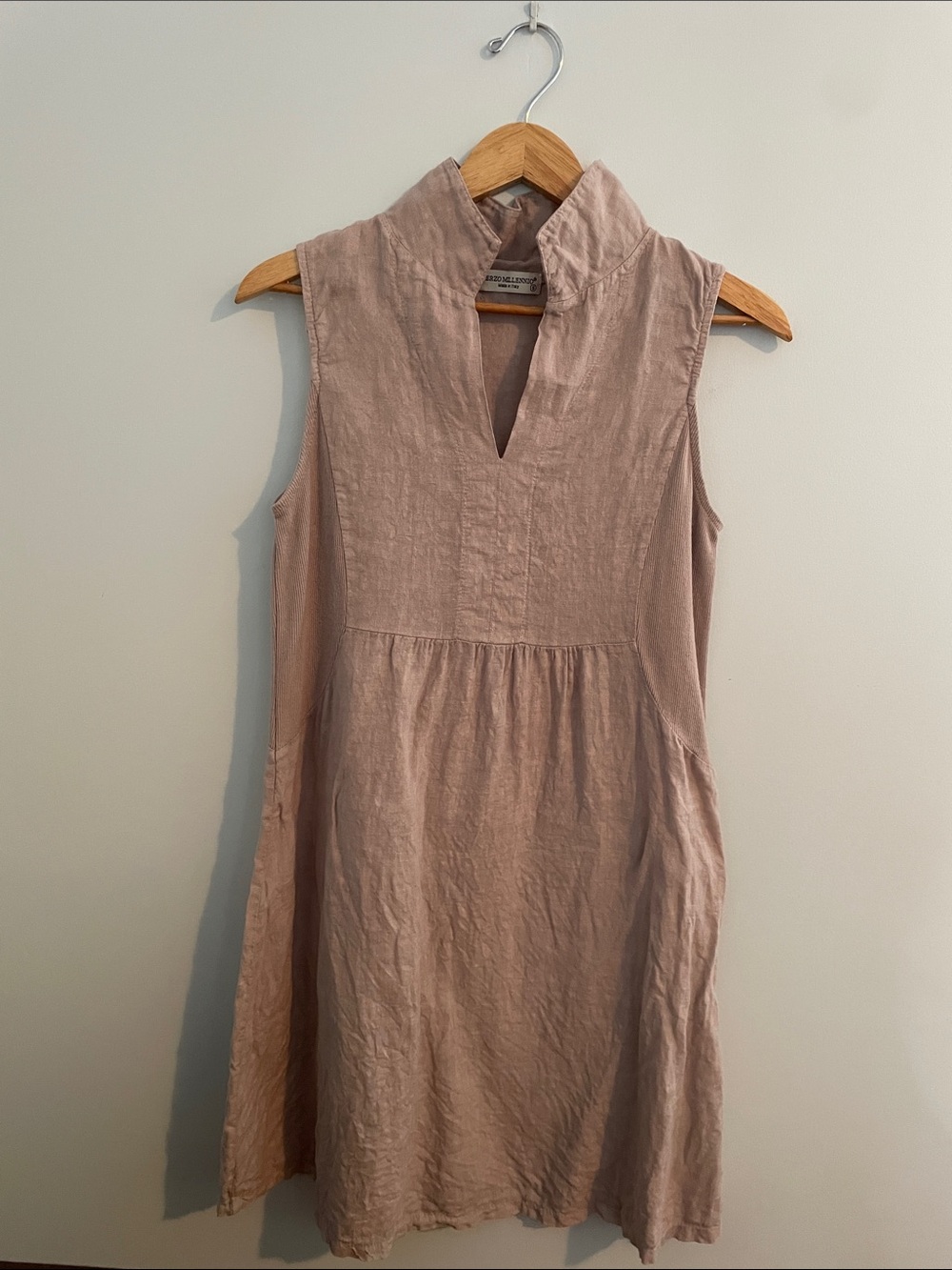 Sleeveless Linen Dress with Cotton Side Panels